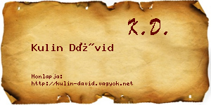 Kulin Dávid névjegykártya